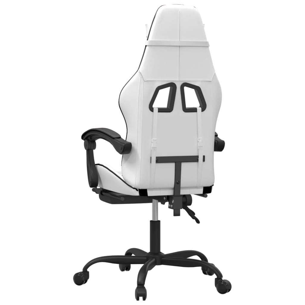 Sedia da Gaming con Poggiapiedi Bianco e Nero in Similpelle
