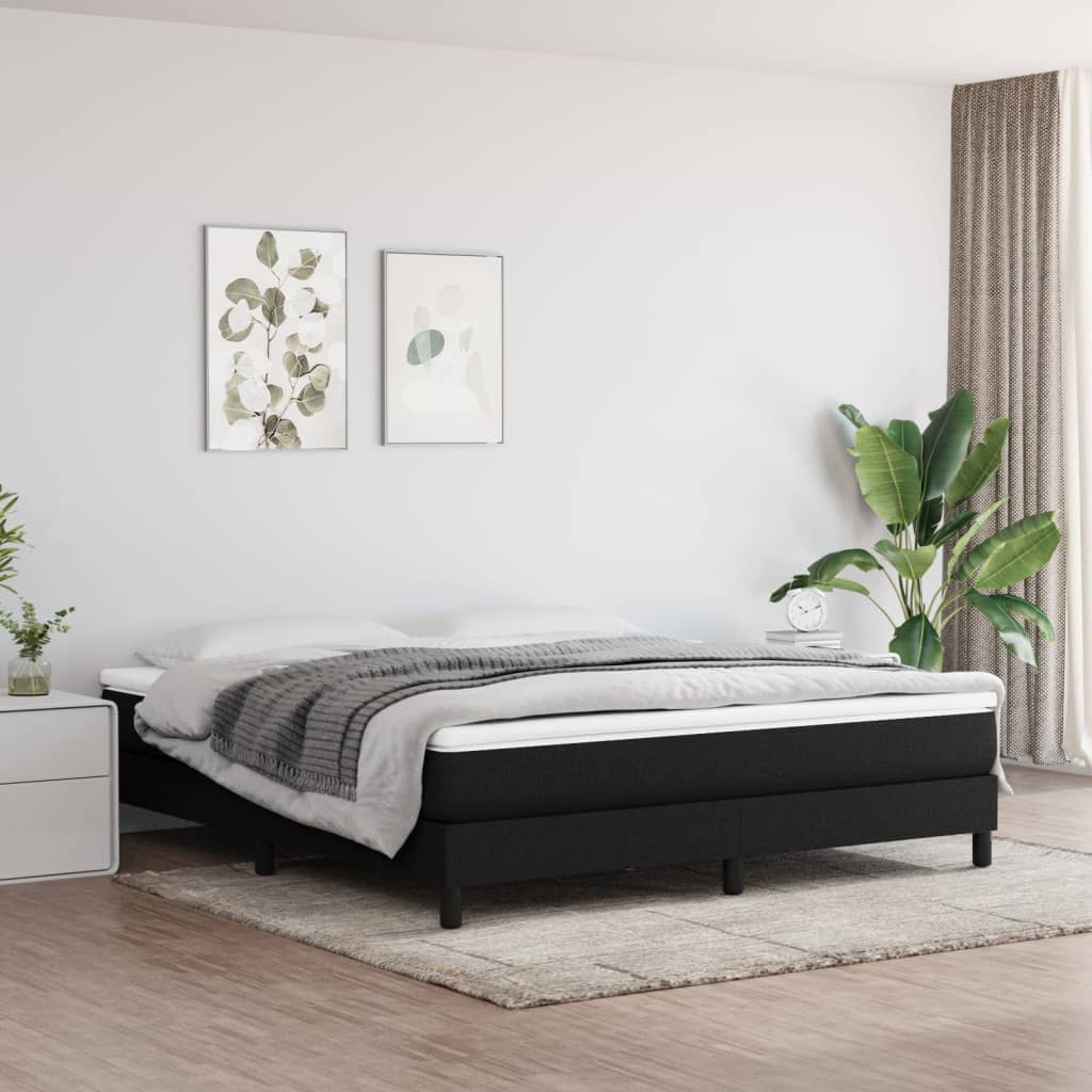 Struttura Letto a Rete a Molle Nero 180x200 cm in Tessuto