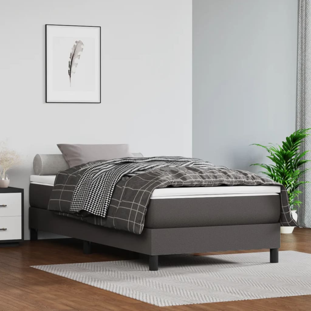 Struttura Letto a Rete a Molle Grigio 100x200 cm in Similpelle
