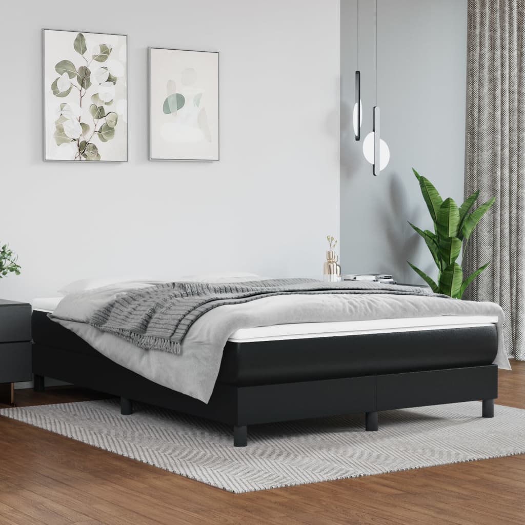 Struttura Letto a Rete a Molle Nero 140x200 cm in Similpelle