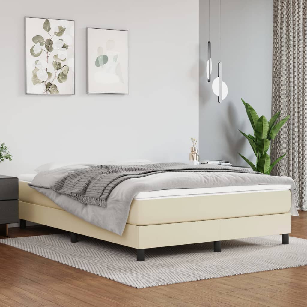 Struttura Letto a Rete a Molle Crema 140x200 cm in Similpelle