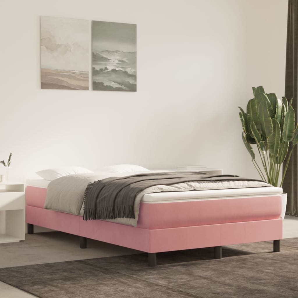 Struttura Letto a Rete a Molle Rosa 120x200 cm in Velluto