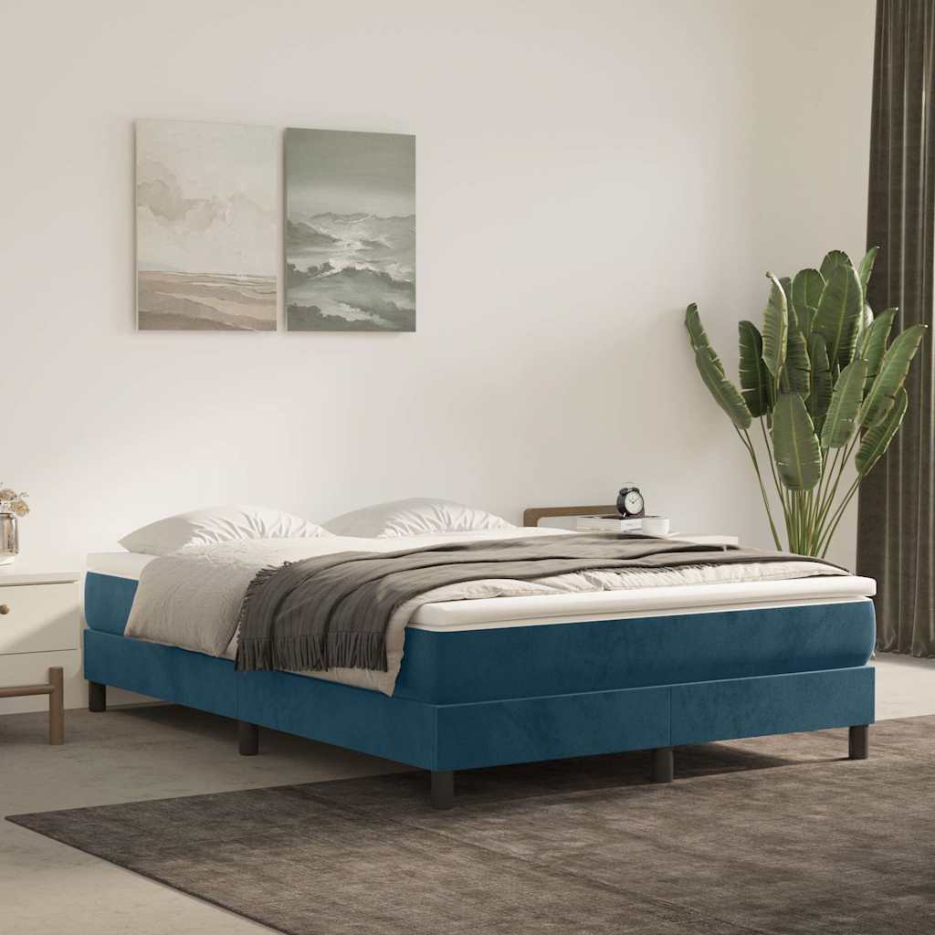 Struttura Letto a Rete a Molle Blu Scuro 140x190 cm in Velluto