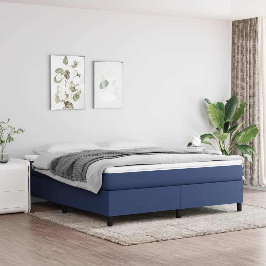 Struttura Letto a Rete a Molle Blu 160x200 cm in Tessuto