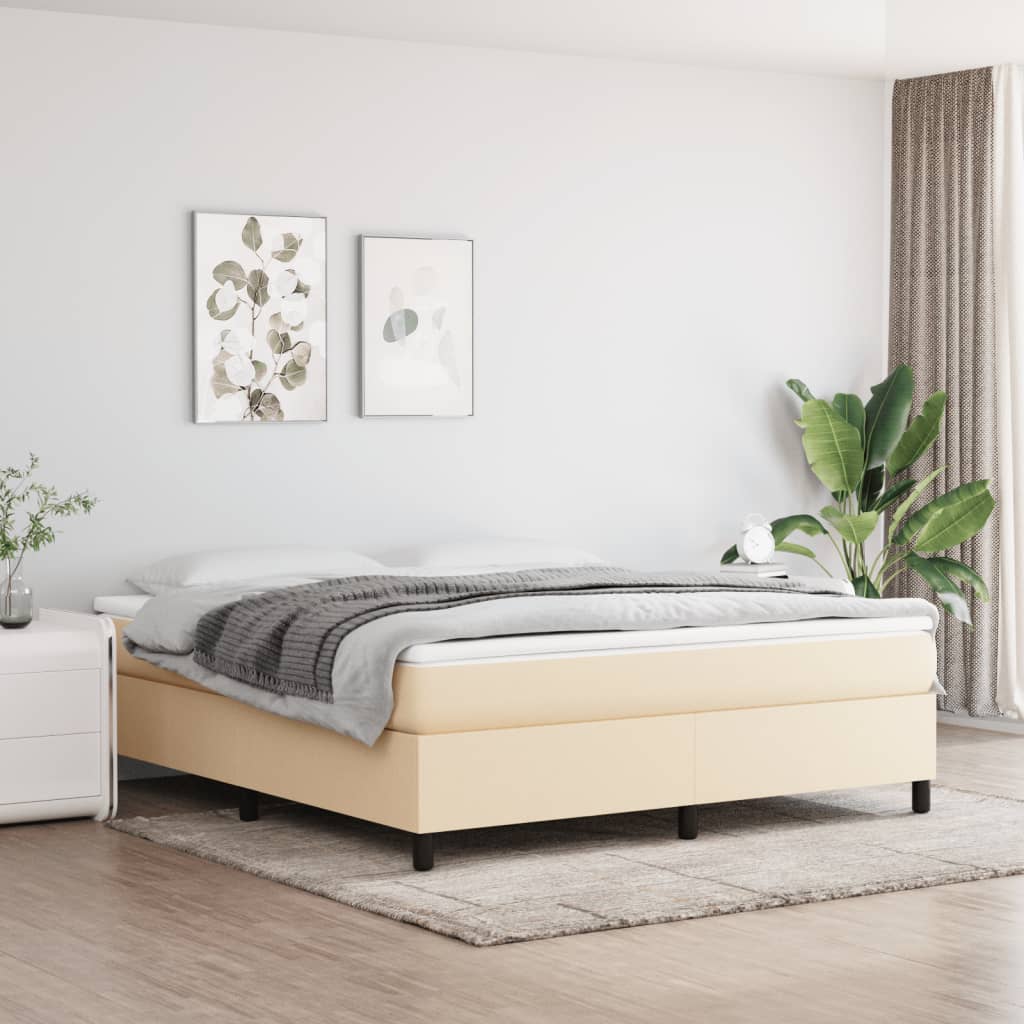 Struttura Letto a Rete a Molle Crema 180x200 cm in Tessuto