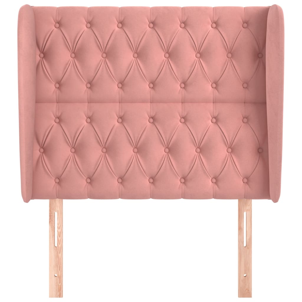 Testiera ad Orecchio Rosa 93x23x118/128 cm in Velluto
