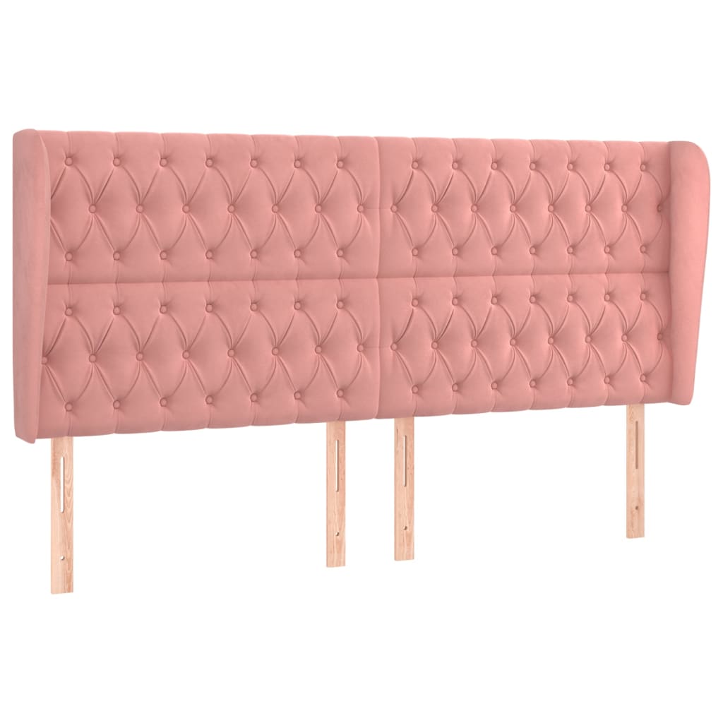 Testiera ad Orecchio Rosa 203x23x118/128 cm in Velluto