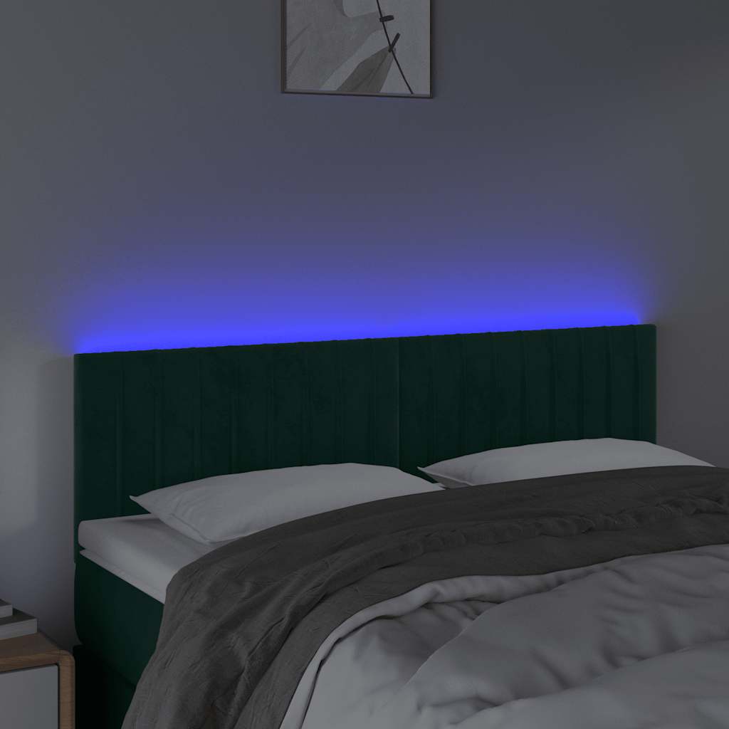 Testiera a LED Verde Scuro 144x5x78/88 cm in Velluto