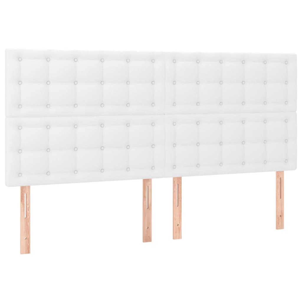 Testiera a LED Bianco 180x5x118/128 cm in Similpelle