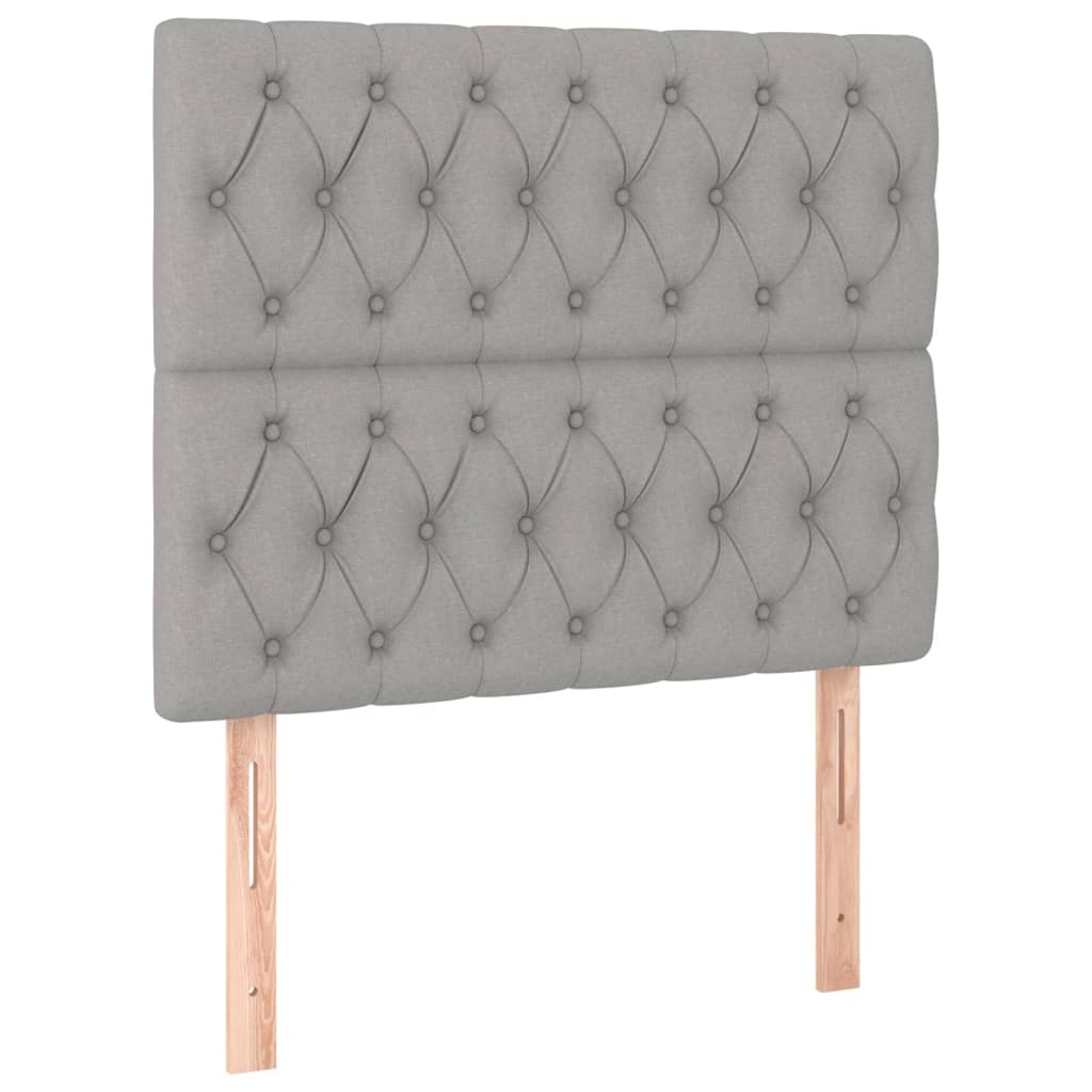Testiera a LED Grigio Chiaro 100x7x118/128 cm in Tessuto