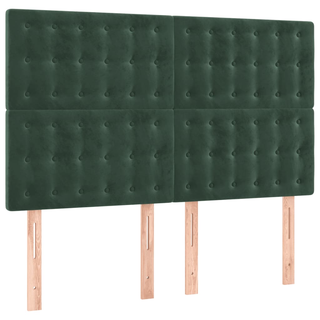 Testiera a LED Verde Scuro 144x5x118/128cm in Velluto