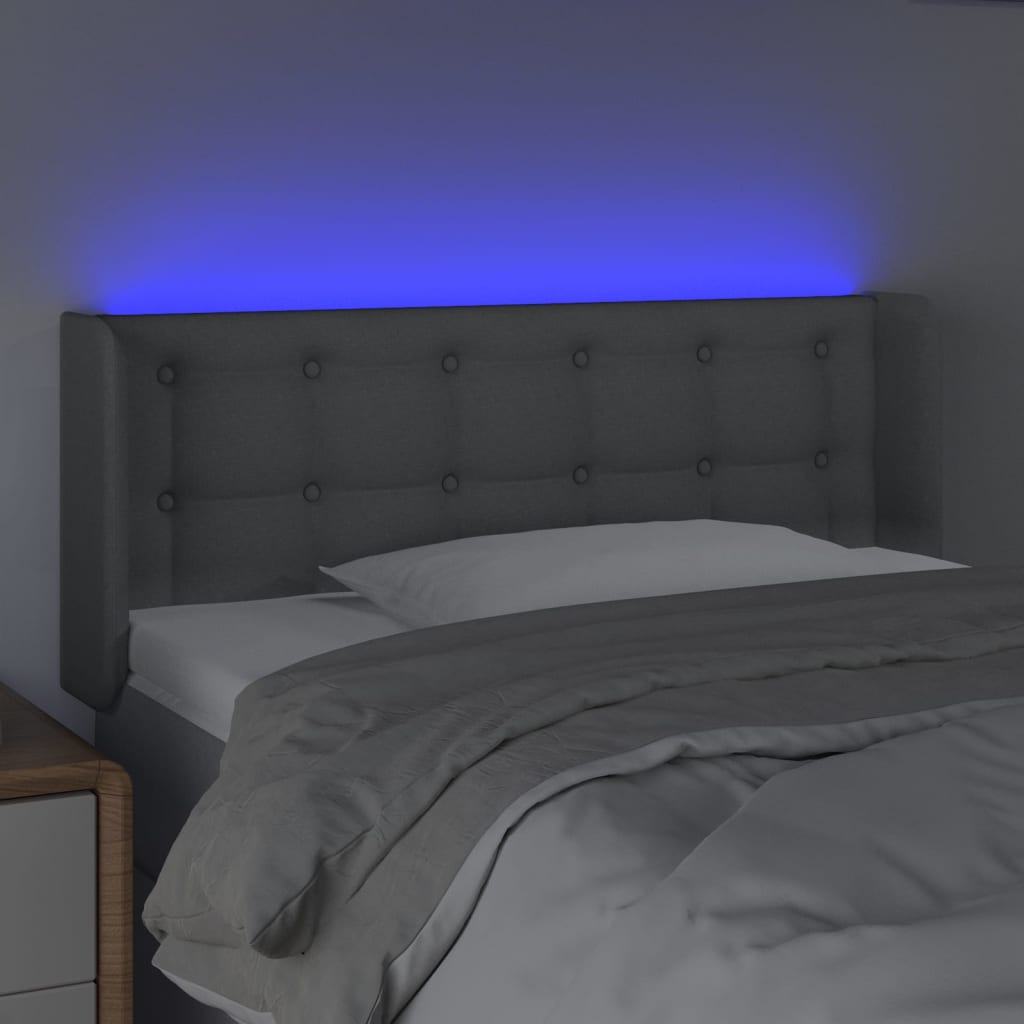 Testiera Grigio Chiaro a LED 83x16x78/88 cm in Tessuto