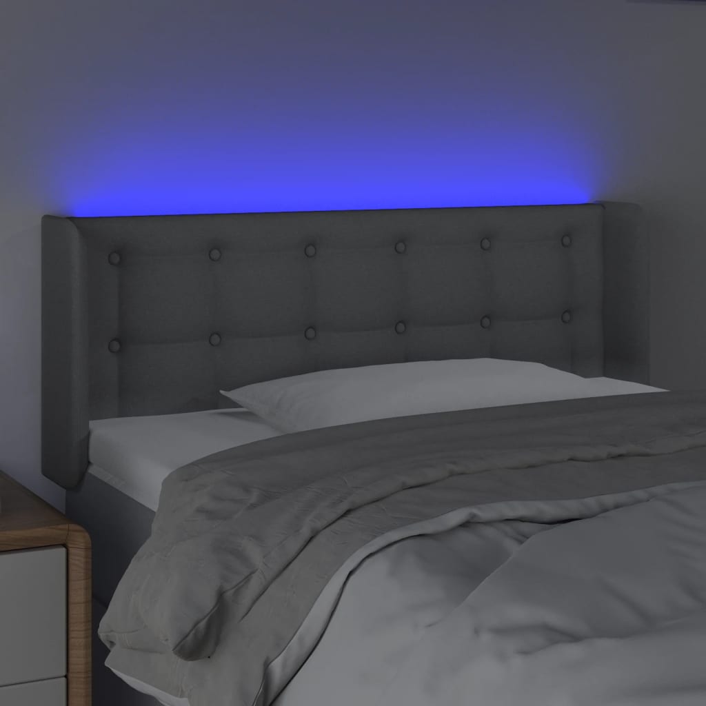 Testiera Grigio Chiaro a LED 103x16x78/88 cm in Tessuto