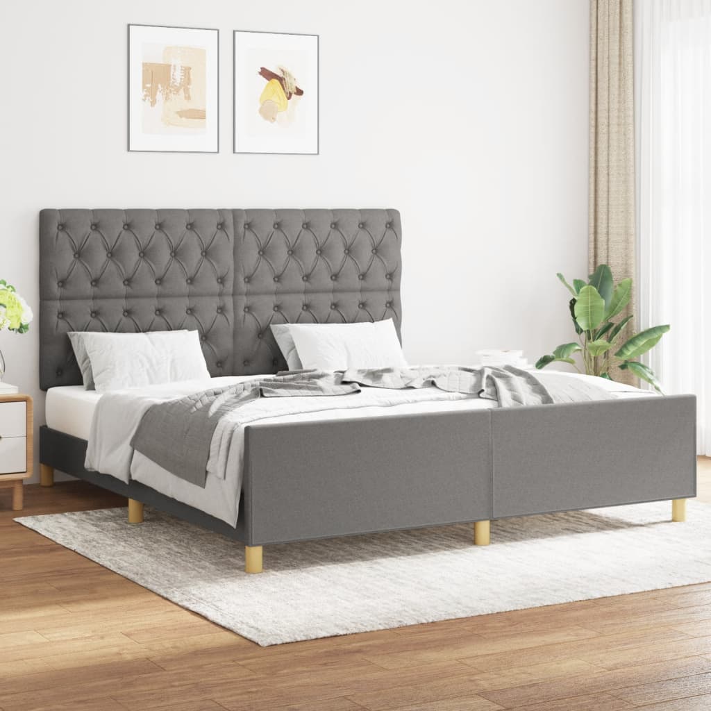 Giroletto senza Materasso Grigio Scuro 160x200 cm Tessuto