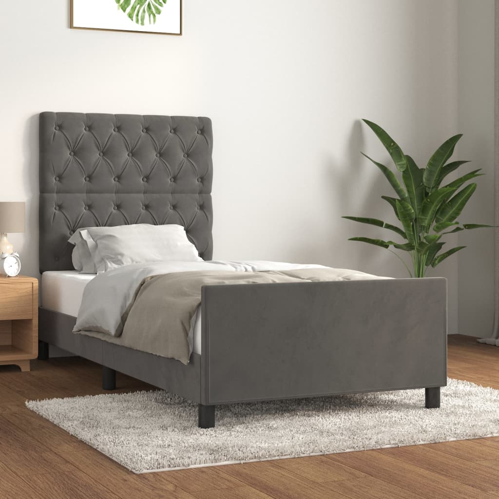 Giroletto senza Materasso Grigio Scuro 80x200 cm Velluto
