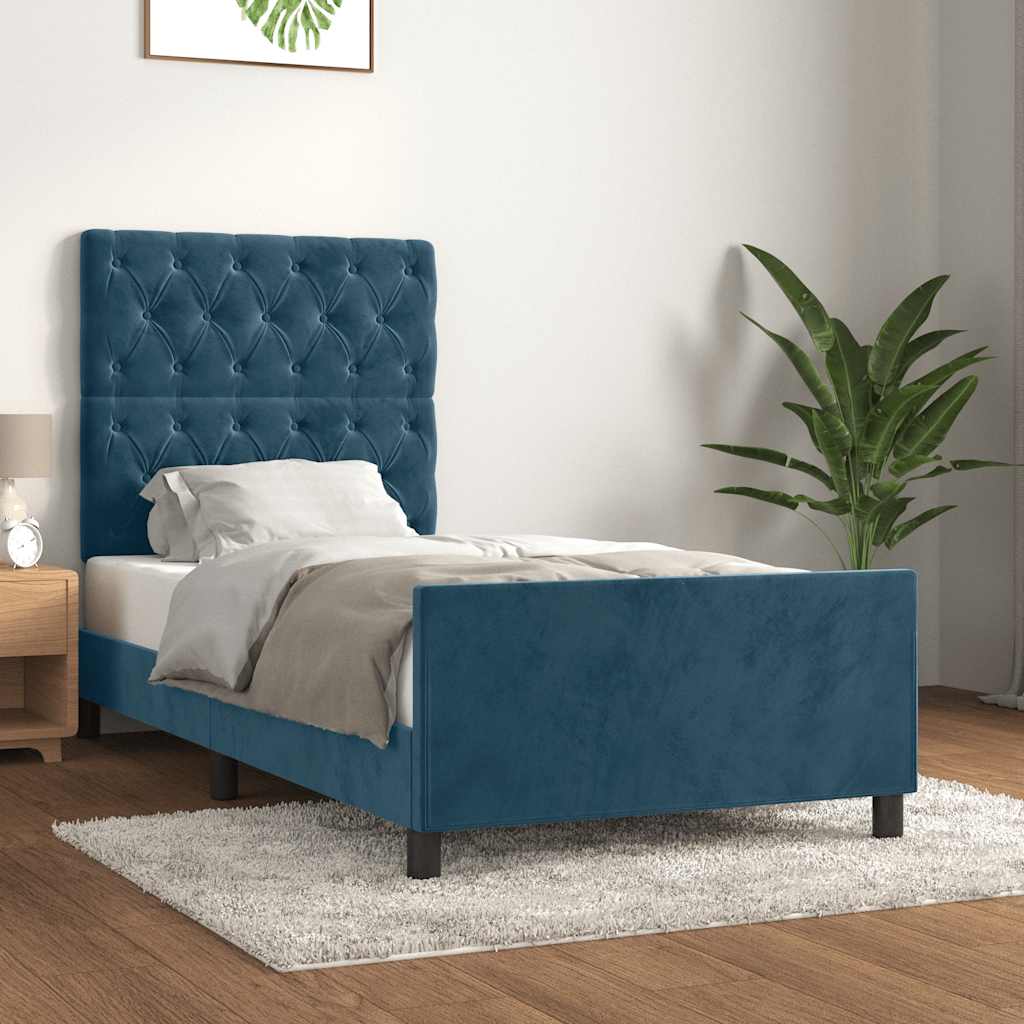 Giroletto senza Materasso Blu Scuro 80x200 cm in Velluto