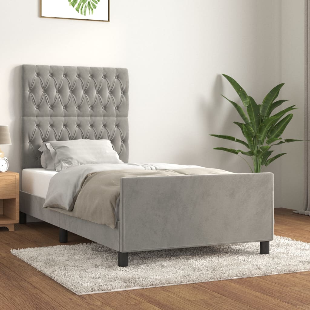 Giroletto senza Materasso Grigio Chiaro 100x200 cm Velluto