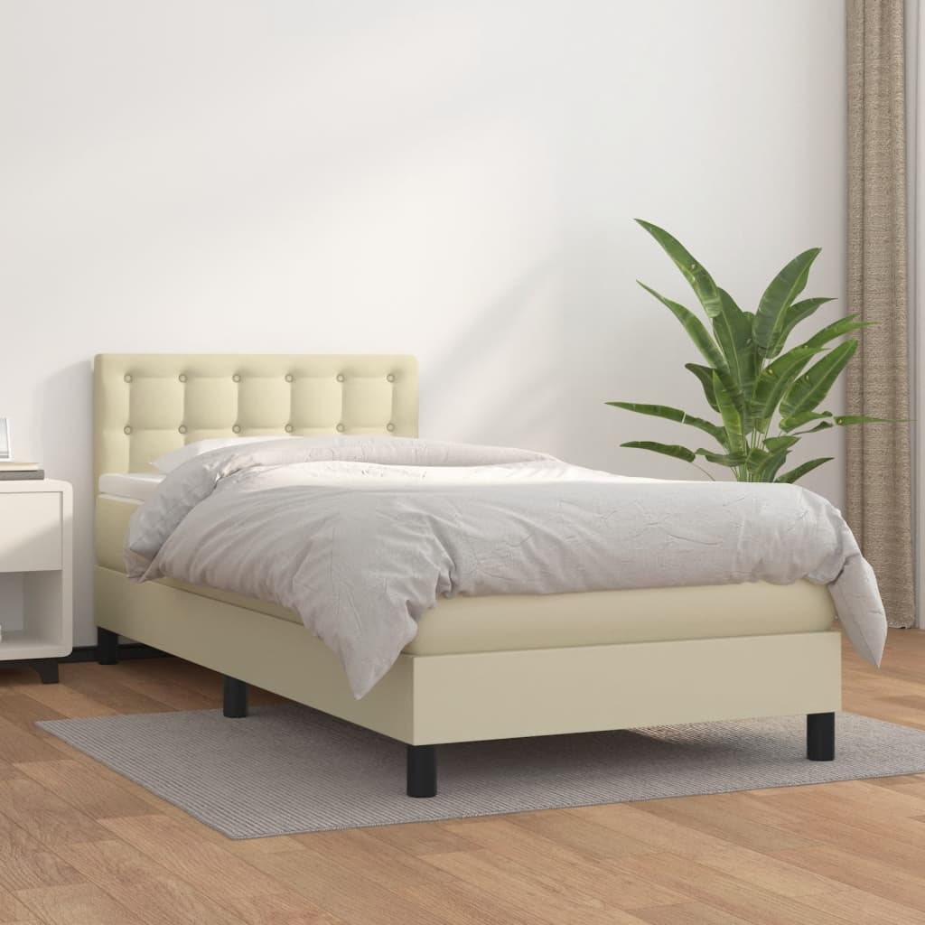 Giroletto a Molle con Materasso Crema 90x200 cm in Similpelle