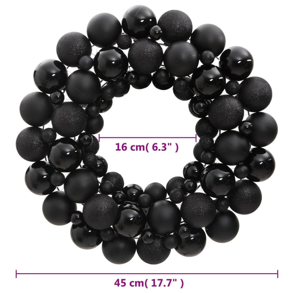 Ghirlanda di Natale Nera 45 cm in Polistirene
