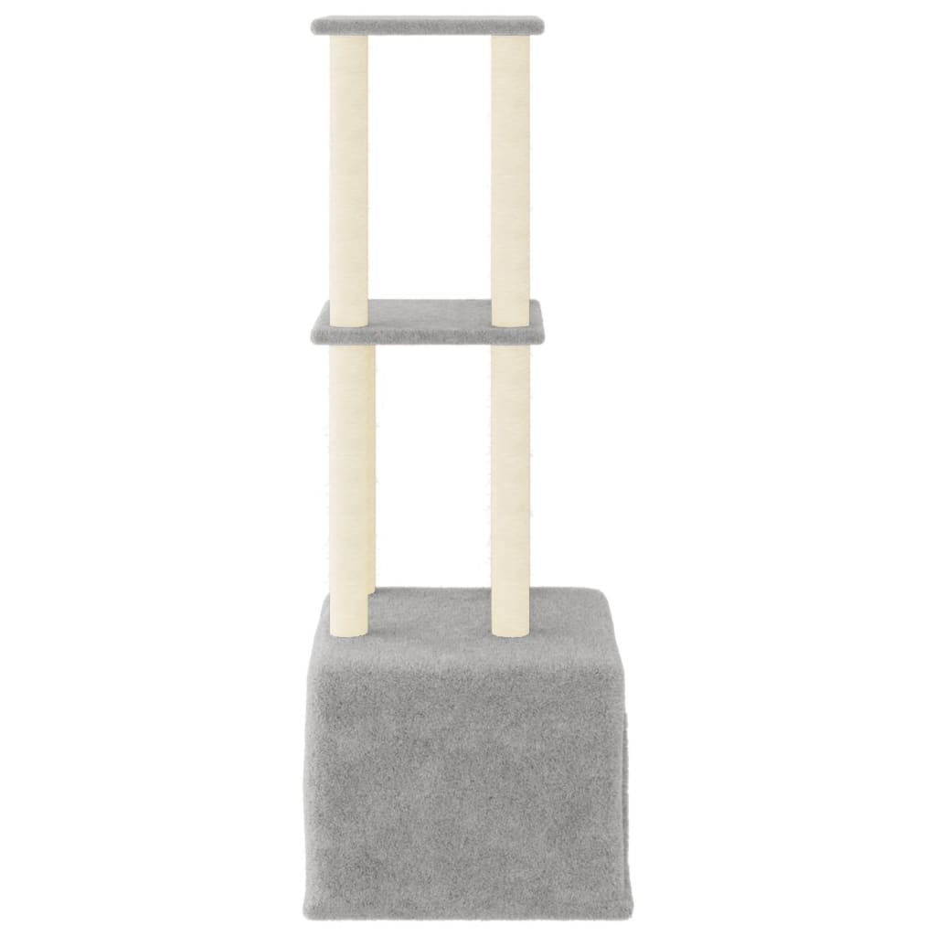 Albero per Gatti con Tiragraffi in Sisal Grigio Chiaro 133,5 cm