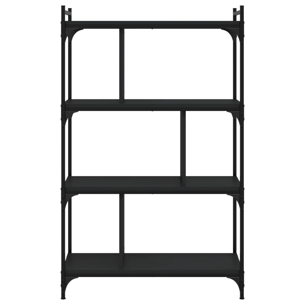 Libreria Nera 4 Ripiani 76x32x123 cm Legno Multistrato