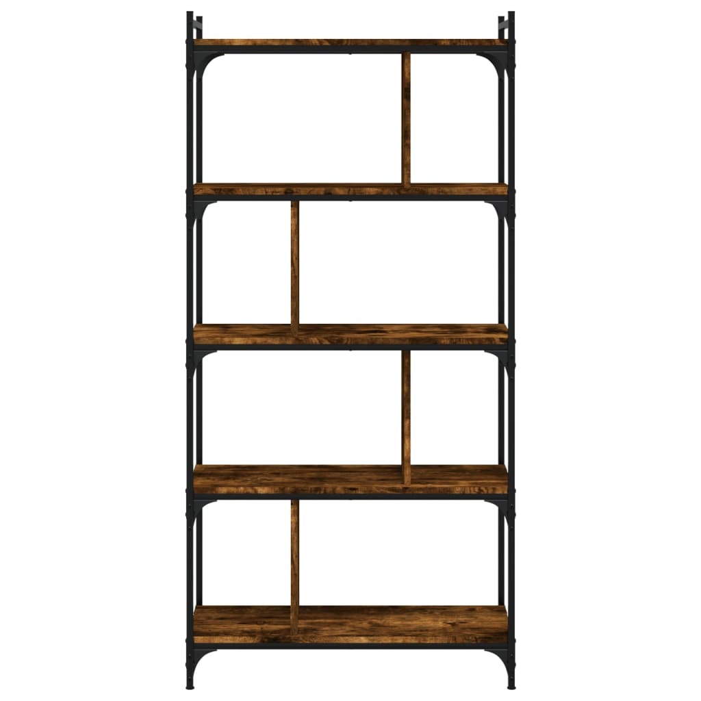 Libreria Rovere Fumo 5 Ripiani 76x32x158 cm Legno Multistrato