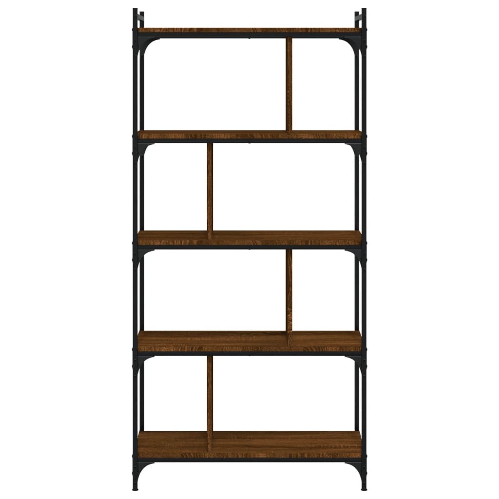 Libreria Rovere Marrone 5 Ripiani 76x32x158cm Legno Multistrato