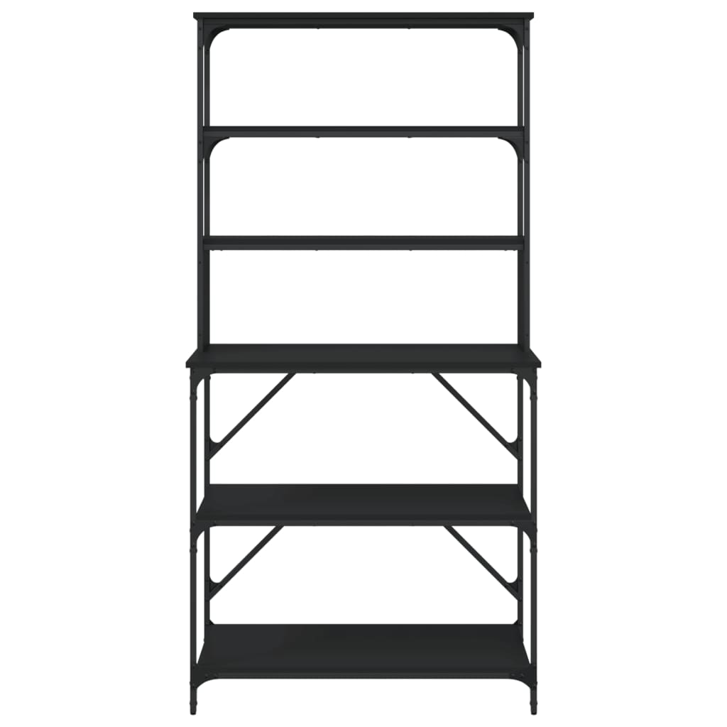 Scaffale da Cucina 6 Ripiani Nero 90x40x180cm Legno Multistrato