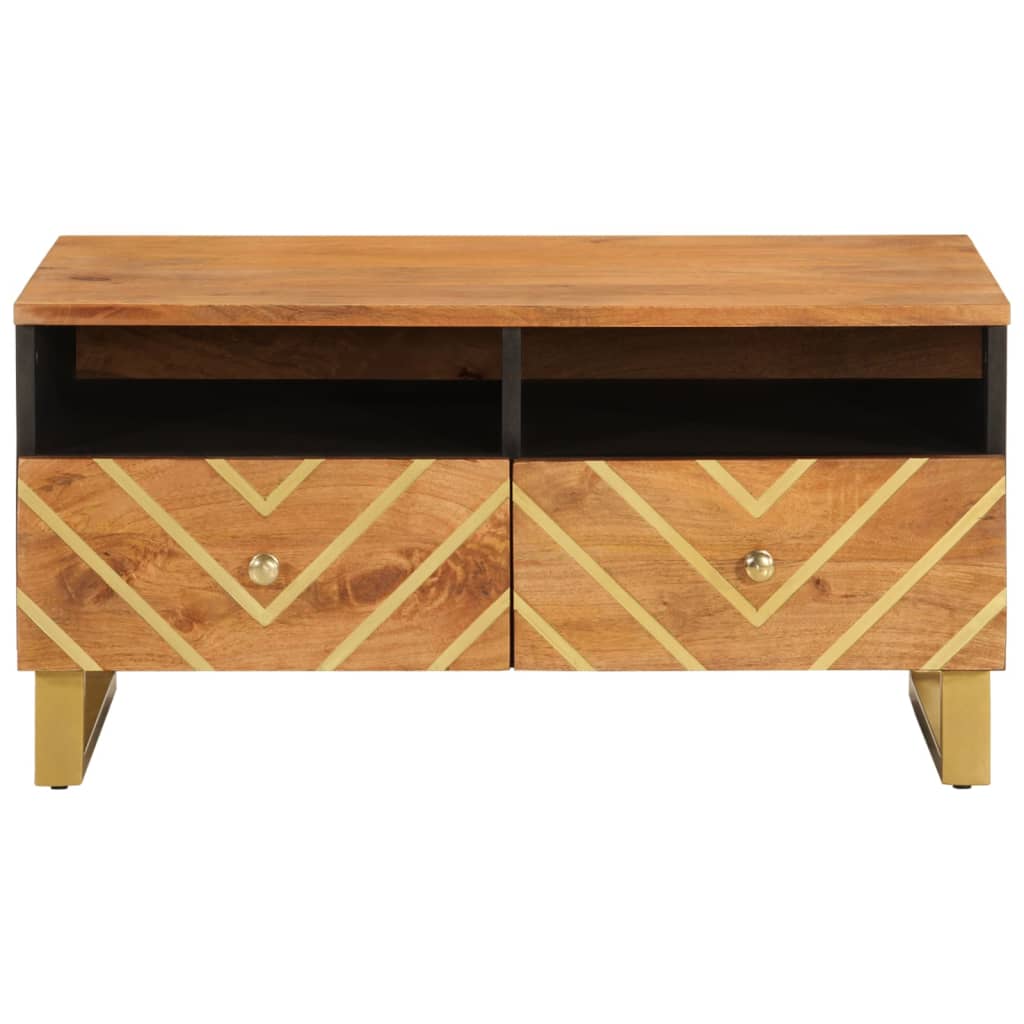 Tavolino da Salotto Marrone e Nero 80x54x40 cm Legno di Mango