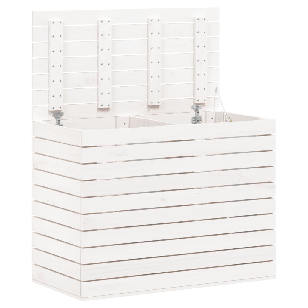 Cesto per Bucato Bianco 88,5x44x66 cm Legno Massello Pino