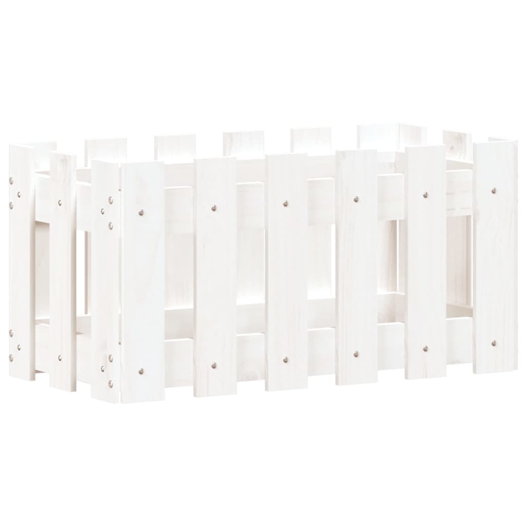 Fioriera Giardino a Recinzione Bianco 60x30x30 cm Massello Pino