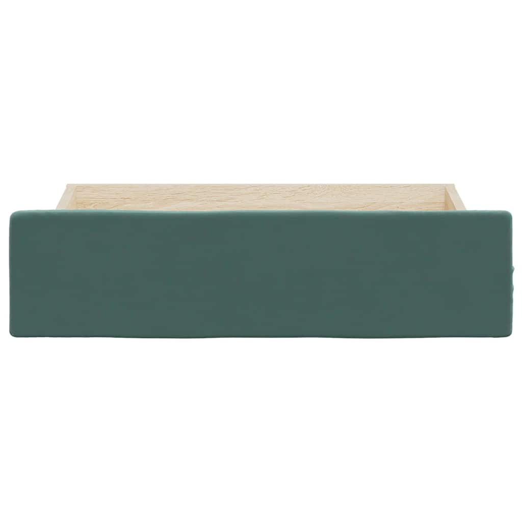 Cassetti da Letto 2pz Verde Scuro Legno Multistrato e Velluto