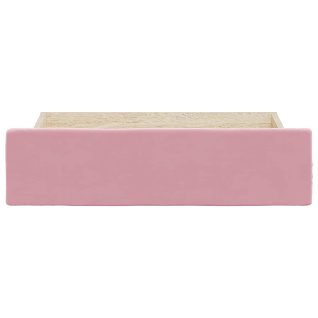 Cassetti da Letto 2pz Rosa in Legno Multistrato e Velluto