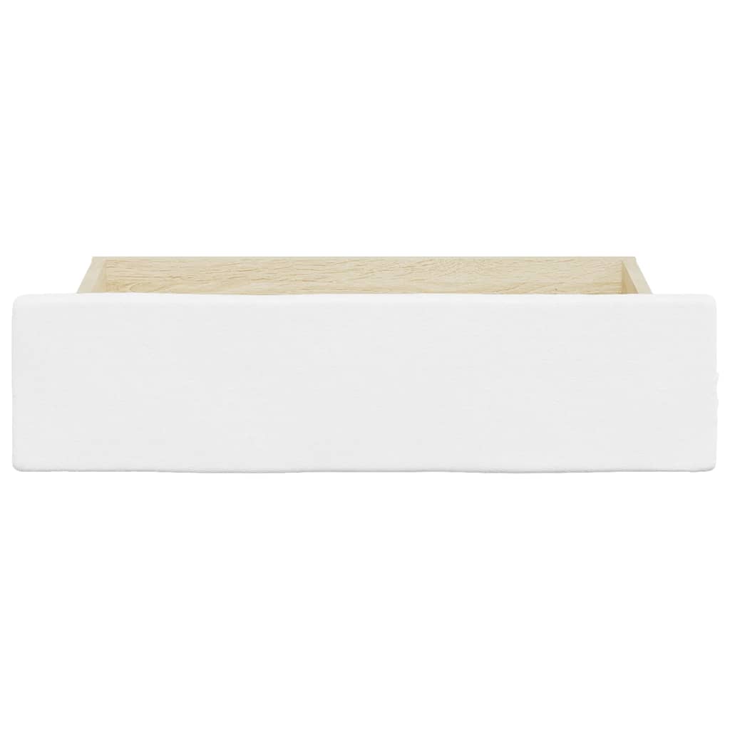 Cassetti da Letto 2pz Bianchi in Legno Multistrato e Similpelle