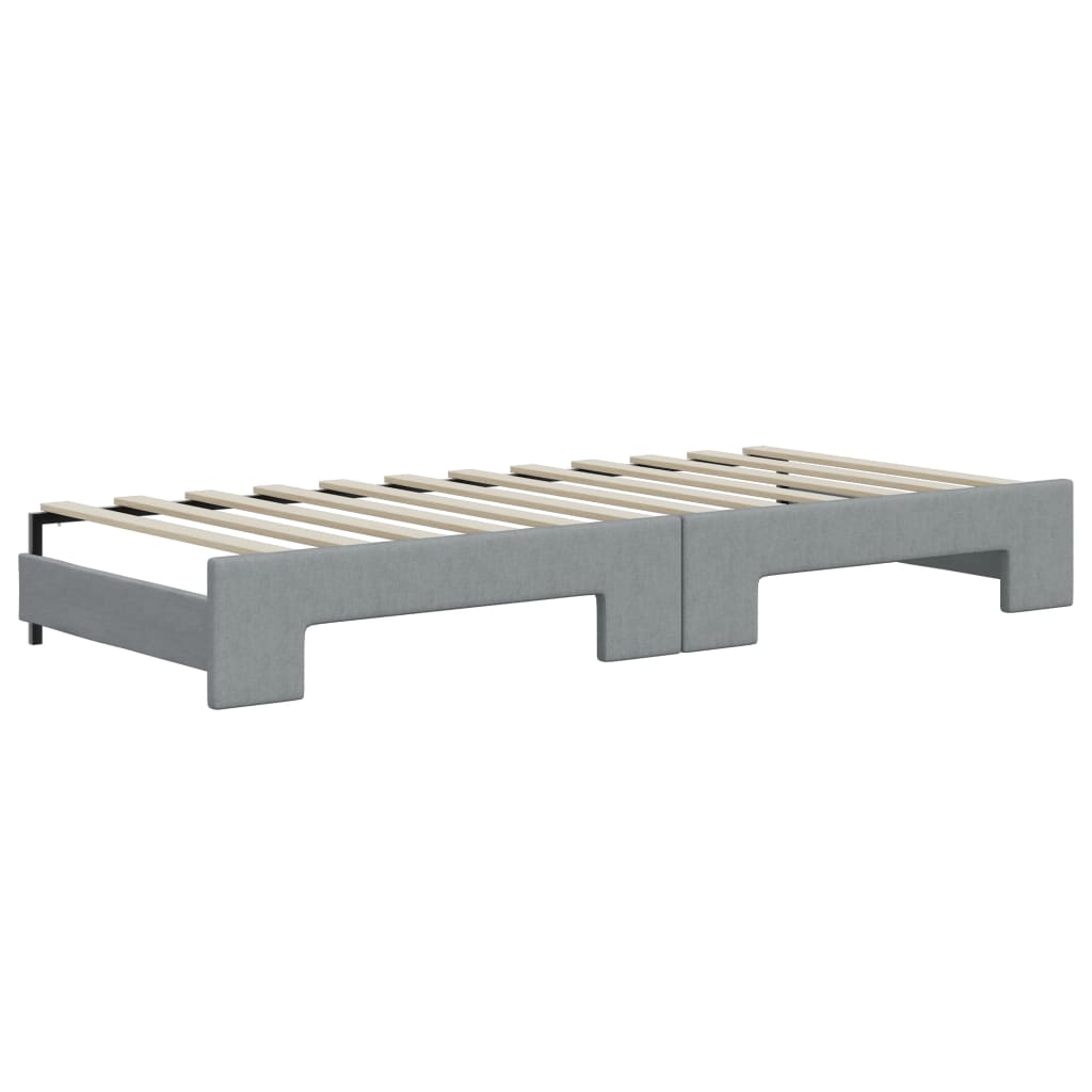 Divano Letto Estraibile Cassetti Grigio Chiaro 90x200cm Tessuto
