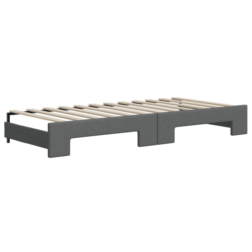 Divano Letto Estraibile Cassetti Grigio Scuro 90x200cm Tessuto