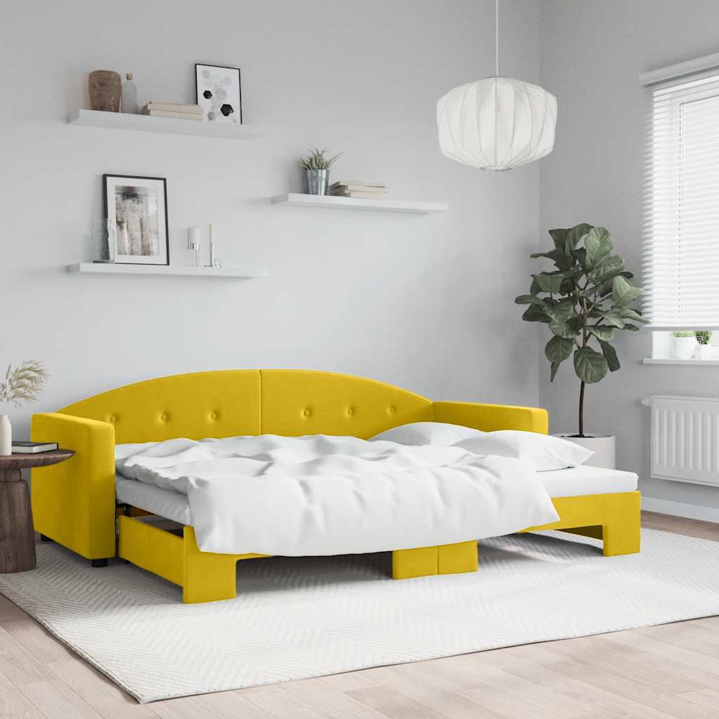 Divano Letto con Letto Estraibile Giallo 80x200 cm in Velluto