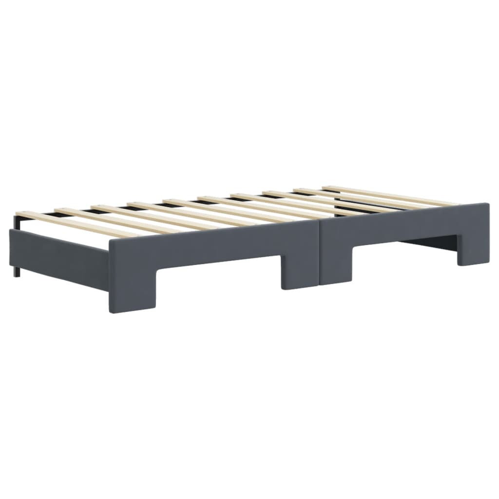 Divano Letto Estraibile Materassi Grigio Scuro 90x190cm Velluto