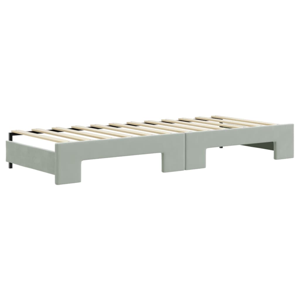 Divano Letto Estraibile Cassetti Grigio Chiaro 80x200cm Velluto