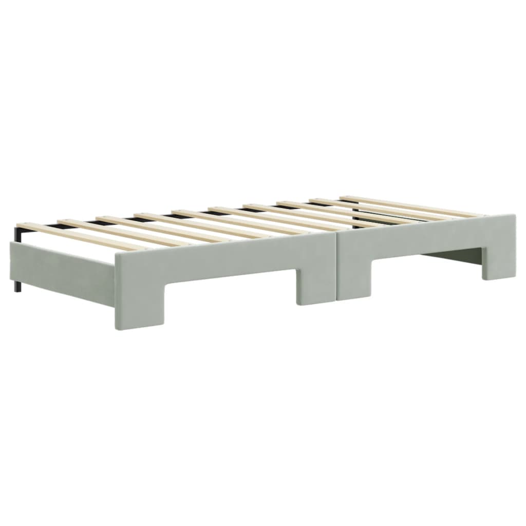 Divano Letto Estraibile Cassetti Grigio Chiaro 90x190cm Velluto
