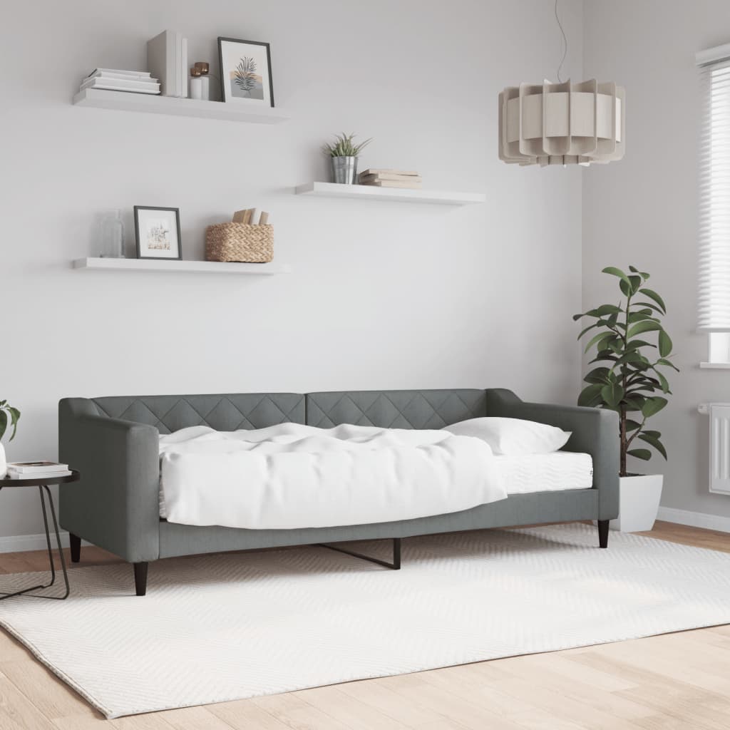 Divano Letto con Materasso Grigio Scuro 80x200 cm in Tessuto