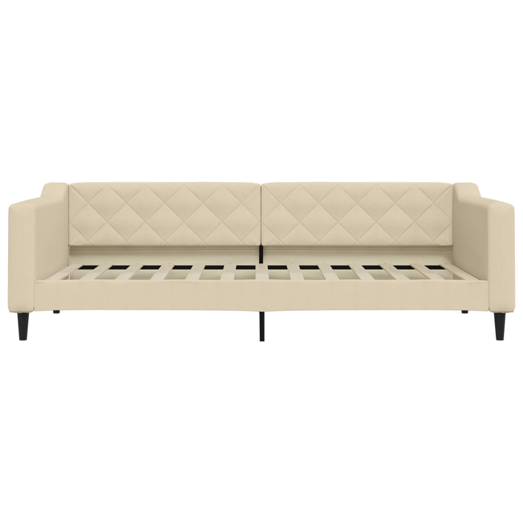 Divano Letto con Letto Estraibile Crema 90x200 cm in Tessuto