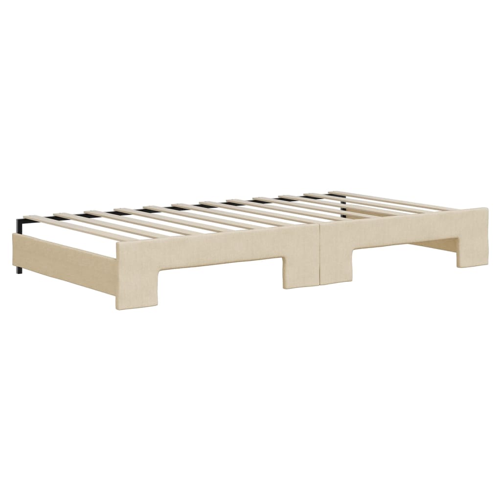 Divano Letto Estraibile con Materassi Crema 100x200 cm Tessuto