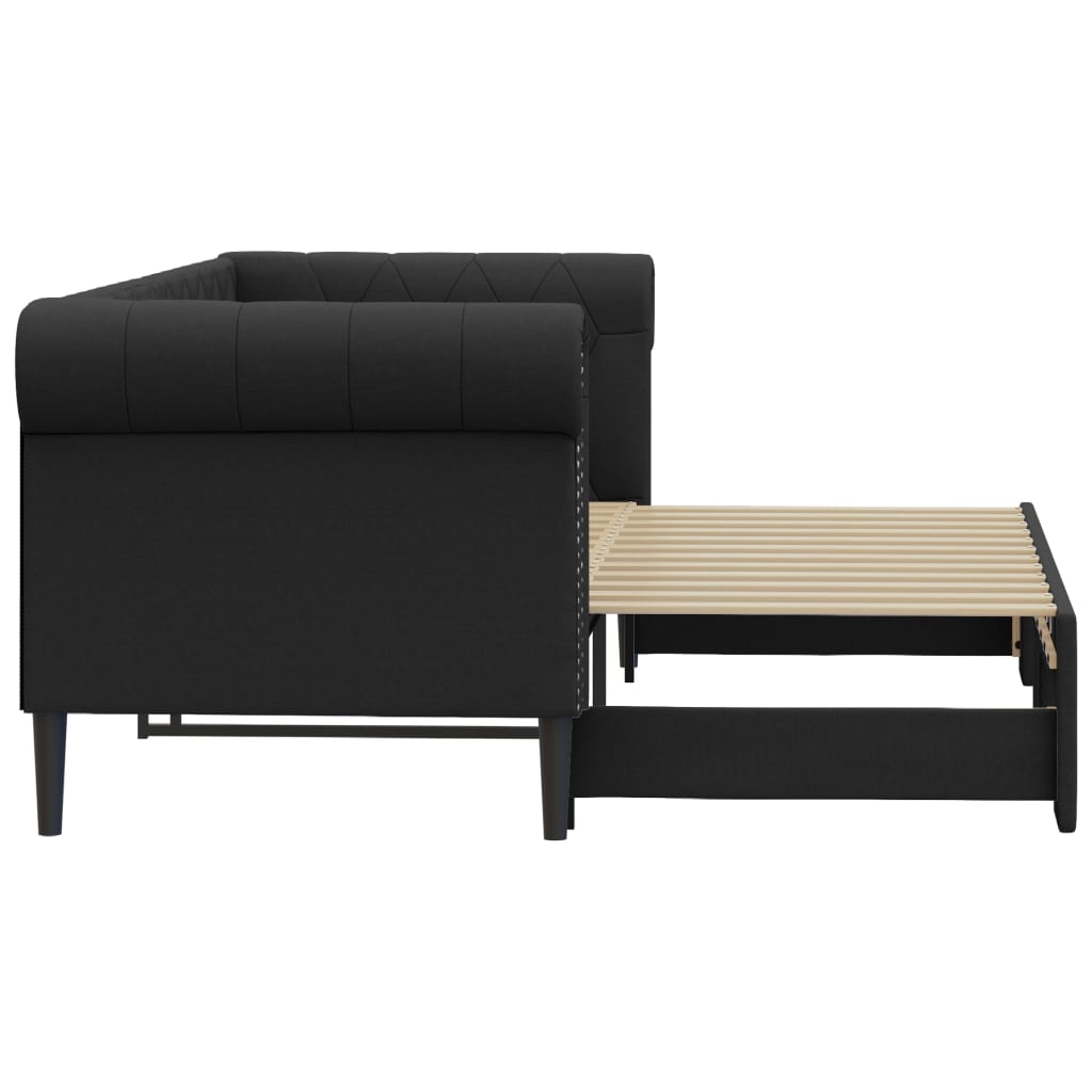 Divano Letto con Letto Estraibile Nero 90x200 cm in Similpelle