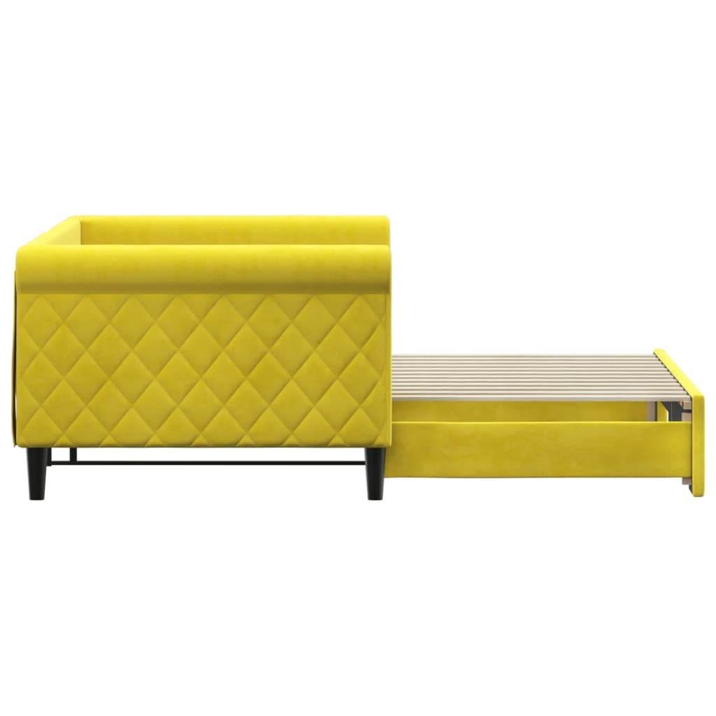 Divano Letto con Letto Estraibile Giallo 90x200 cm in Velluto