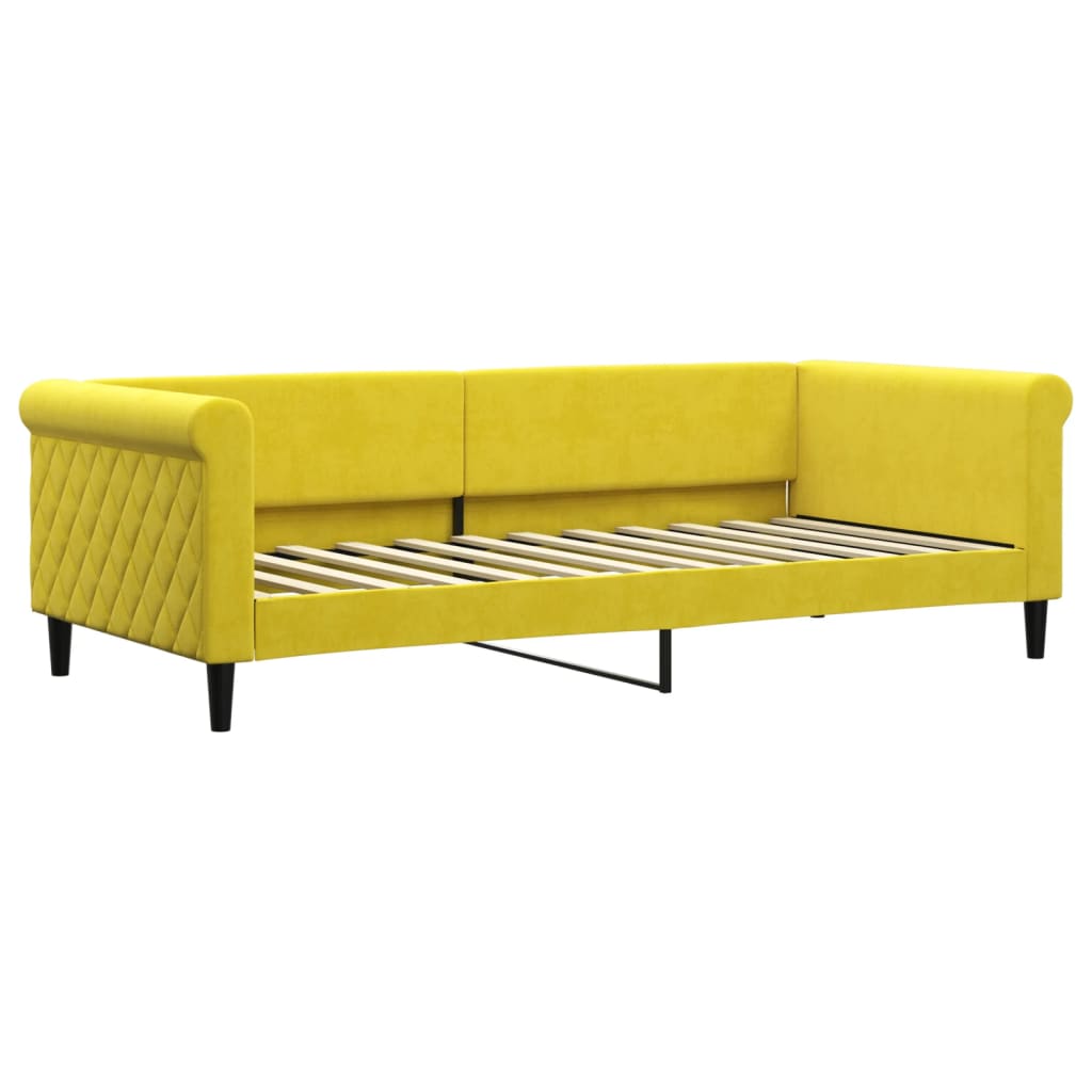 Divano Letto Estraibile con Materassi Giallo 90x200 cm Velluto