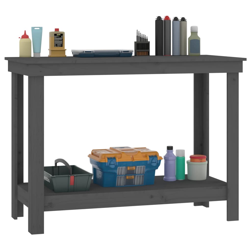 Banco da Lavoro Grigio 110x50x80 cm in Legno Massello di Pino
