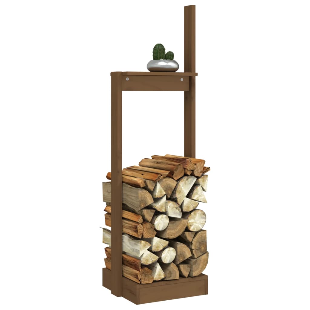 Portalegna Marrone Ambra 33,5x30x110 cm Legno Massello di Pino