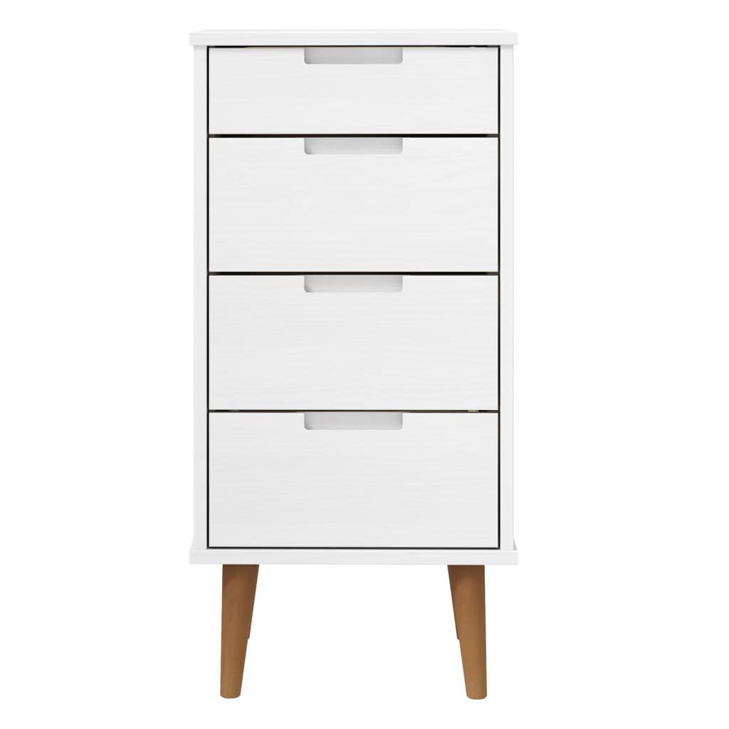 Cassettiera MOLDE Bianca 40x35x82 cm in Legno Massello di Pino