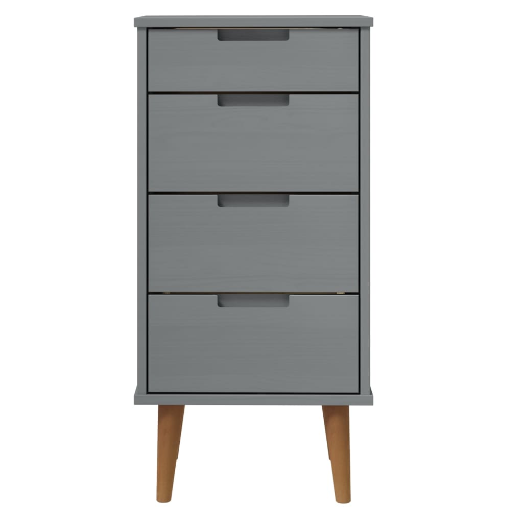Cassettiera MOLDE Grigia 40x35x82 cm in Legno Massello di Pino